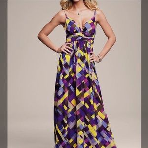 Moda International Purple and Yellow Geometric Maxi Dress